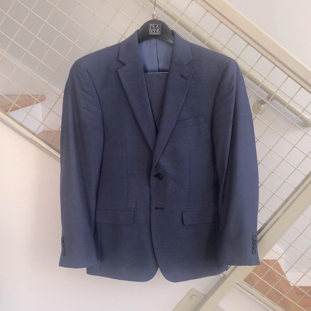 Men’s matching navy suit from Jos A Bank